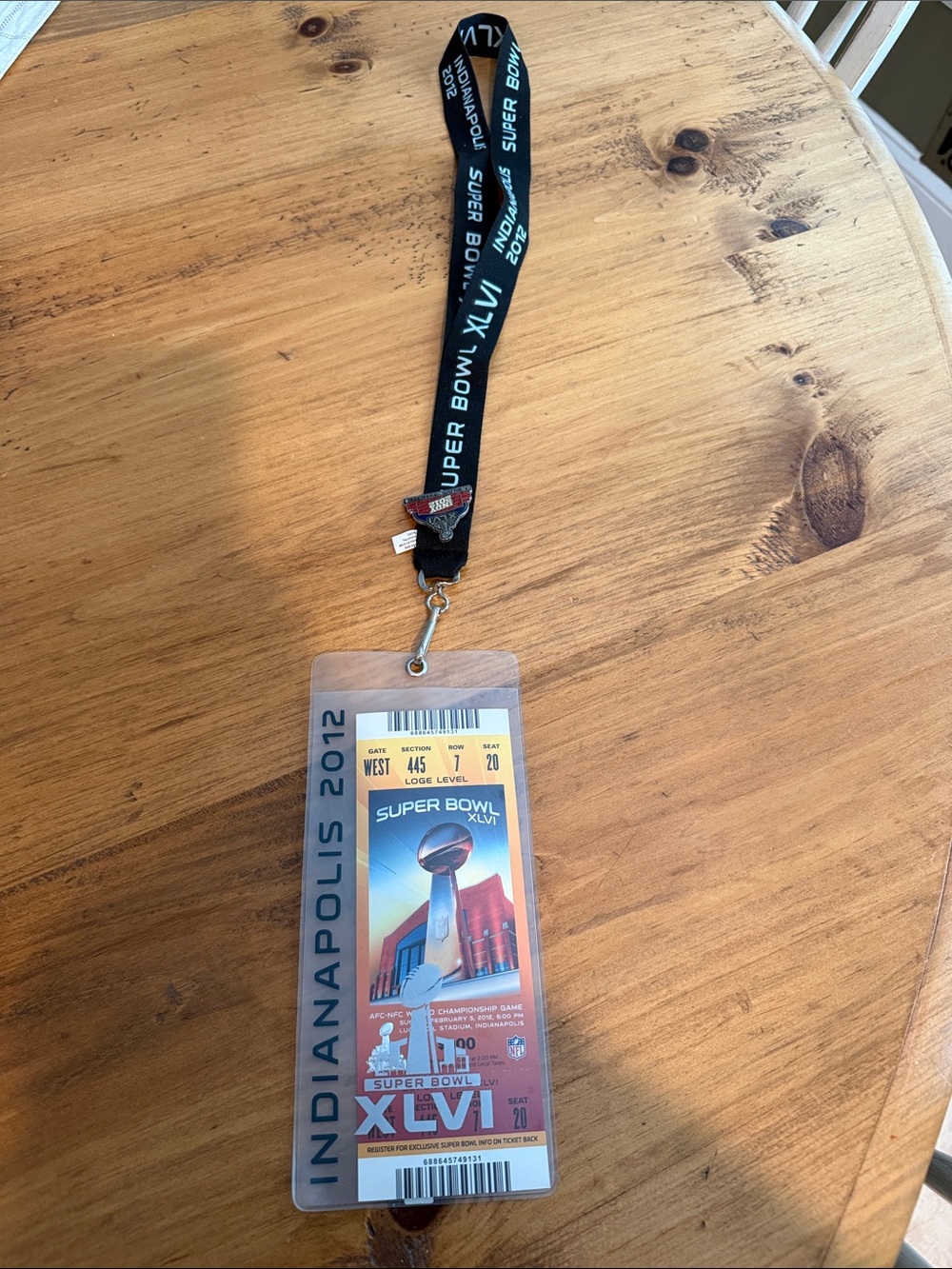 Super Bowl XLVI Indianapolis 2012 VIP Lanyard Pass - Black